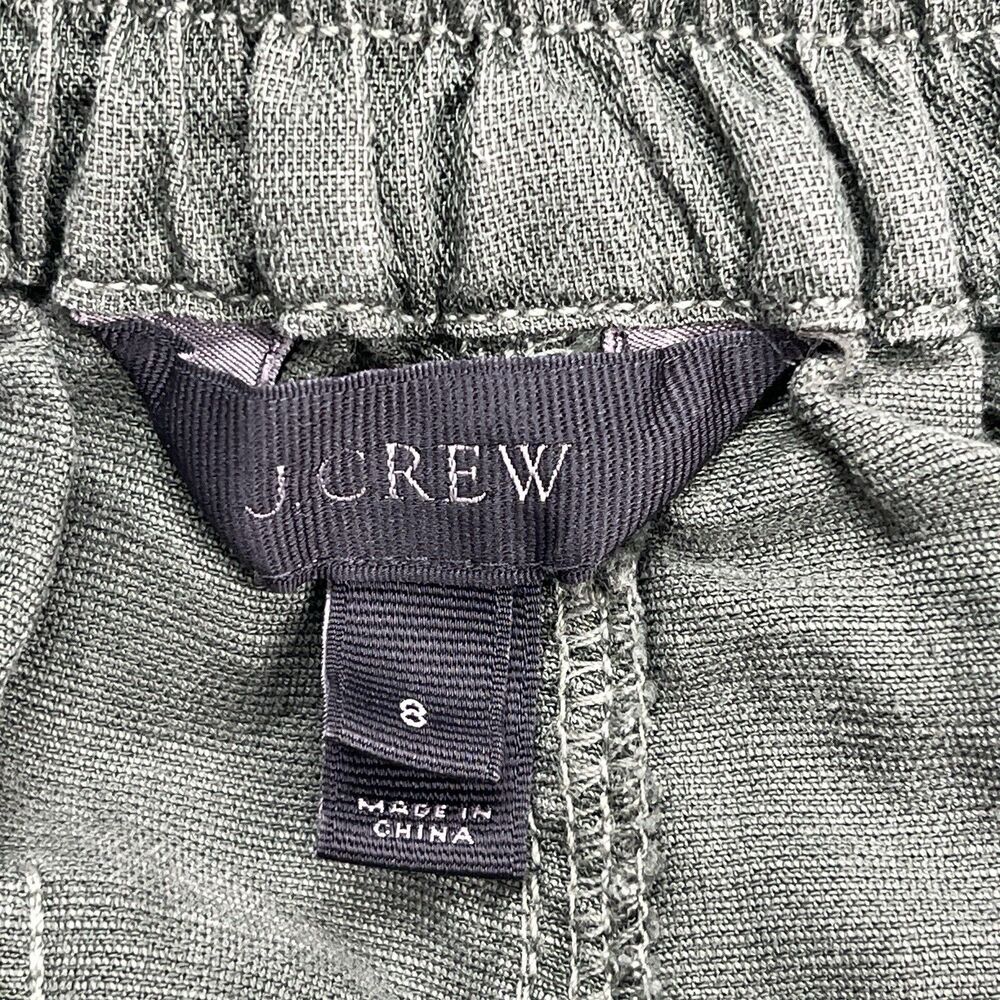 J Crew Pants Womens Size 8 Cropped Lyocell Linen Blend Stretch Waist Green - Picture 5 of 10